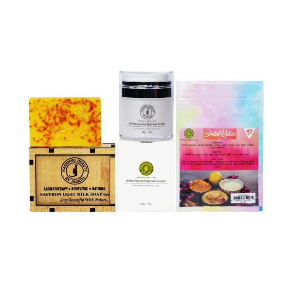 Saffron Goat Milk Soap+Whitening Spotless Cream+Bridal Uptan