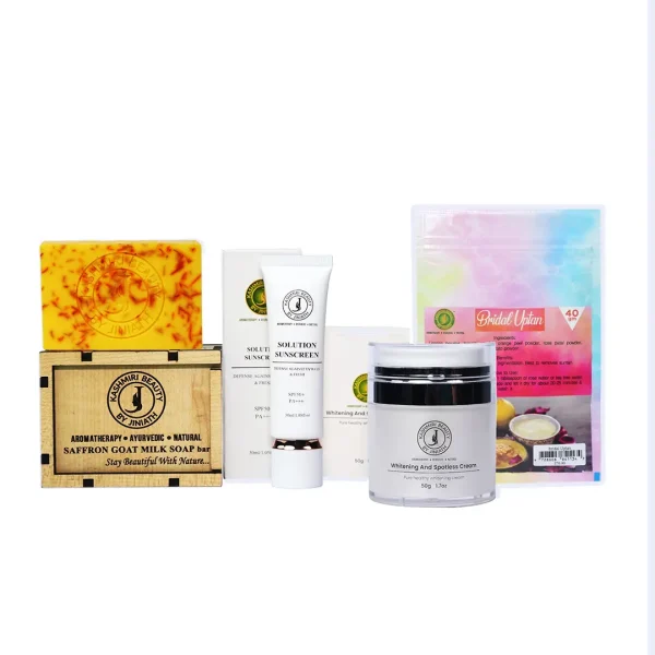 Saffron Goat Milk Soap+Whitening Spotless Cream+Bridal Uptan + Sunscreen